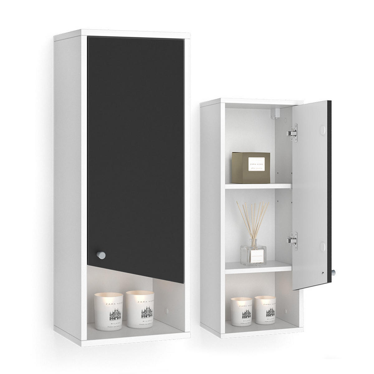BADSCHRANK Irida Anthrazit/Weiß 30 x 79 cm - Anthrazit/Weiß, Holzwerkstoff (30/79/22cm) - Vicco