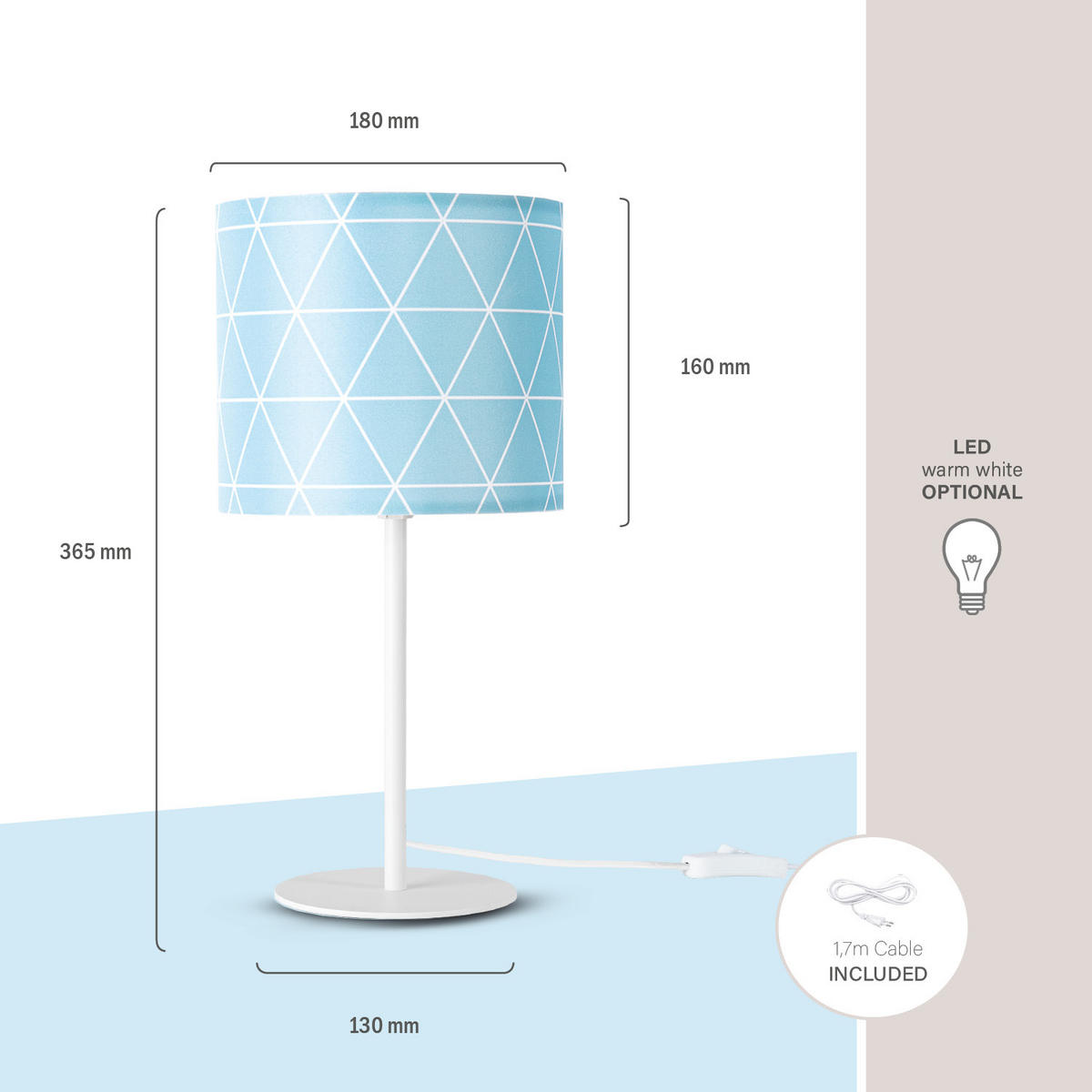 TISCHLAMPE Luca Tl Stl 401 - Weiß, Metall (18/18/36.9cm) - Paco Home