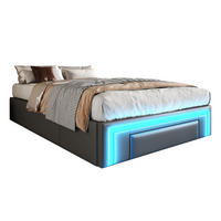 POLSTERBETT 90x200 cm ohne Kopfteil, LED, Schubladen, Grau - Grau, Holz (90/200cm)