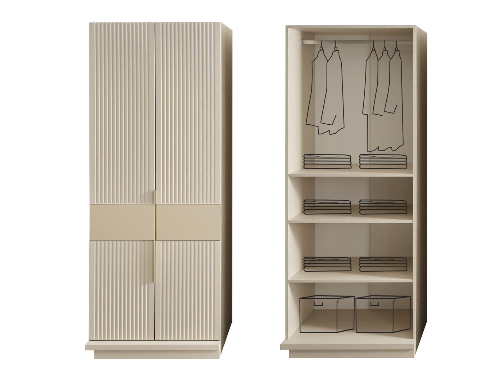 KLEIDERSCHRANK Tesla 2 trg. - Beige, Holzwerkstoff (87/220/60cm)