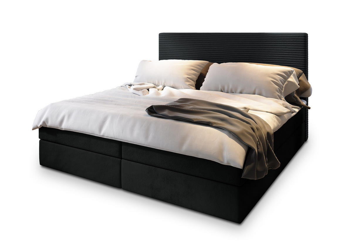 POSTEL BOXSPRING GIARRO 160x200 cm, s matrací a úložným prostorem, černá - černá, kompozitní dřevo/textil (160/200cm) - MASSENO