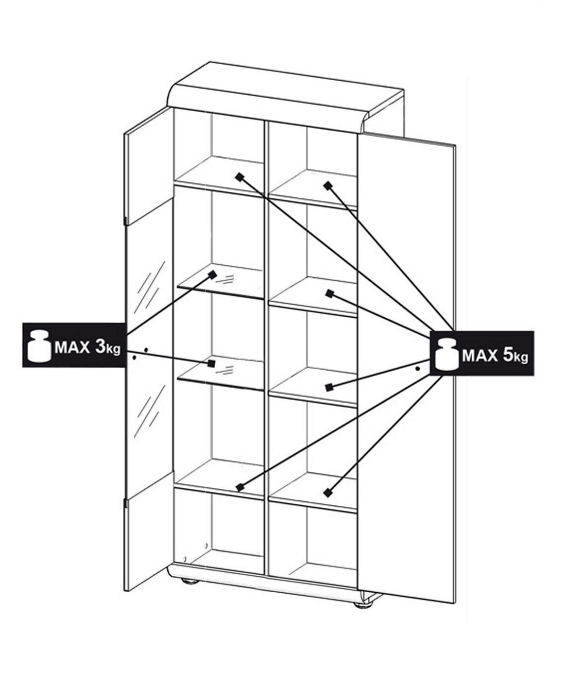 VITRINE Link Eiche Sonoma 80 / 37 / 194cm - Eichefarben/Sonoma Eiche, Holzwerkstoff/Kunststoff (80/194/37cm) - Feldmann-Wohnen