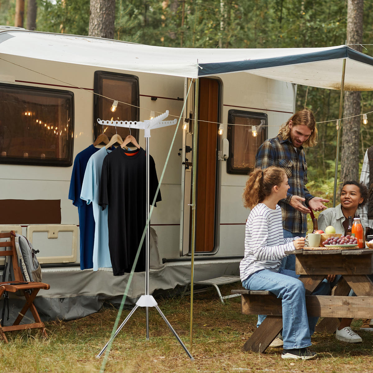 ŽEHLIACI sušiak - strieborná, kov/plast (62/150/52cm) - Relaxdays