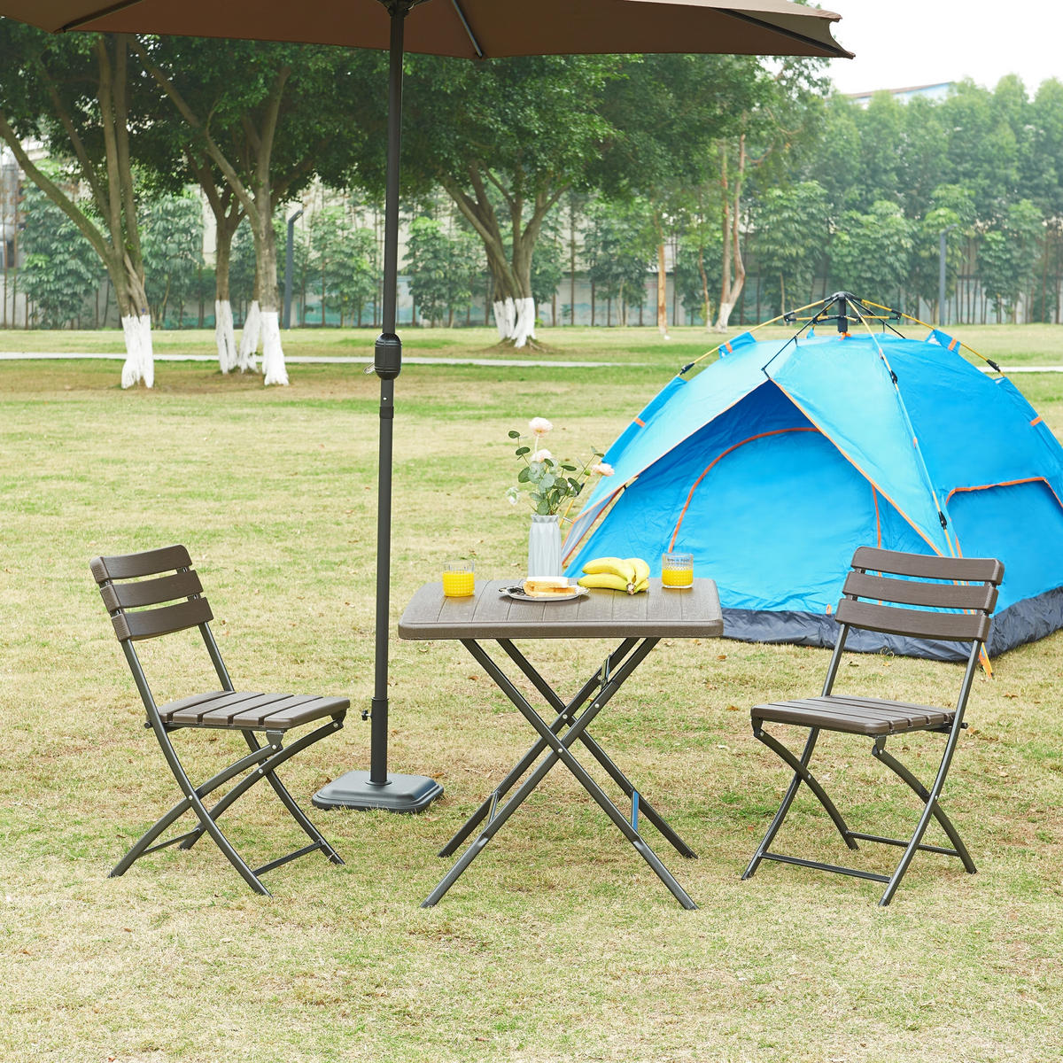 KLAPPTISCH Lillestrøm - Dunkelbraun, Kunststoff/Metall (78/78/74cm) - [en.casa]