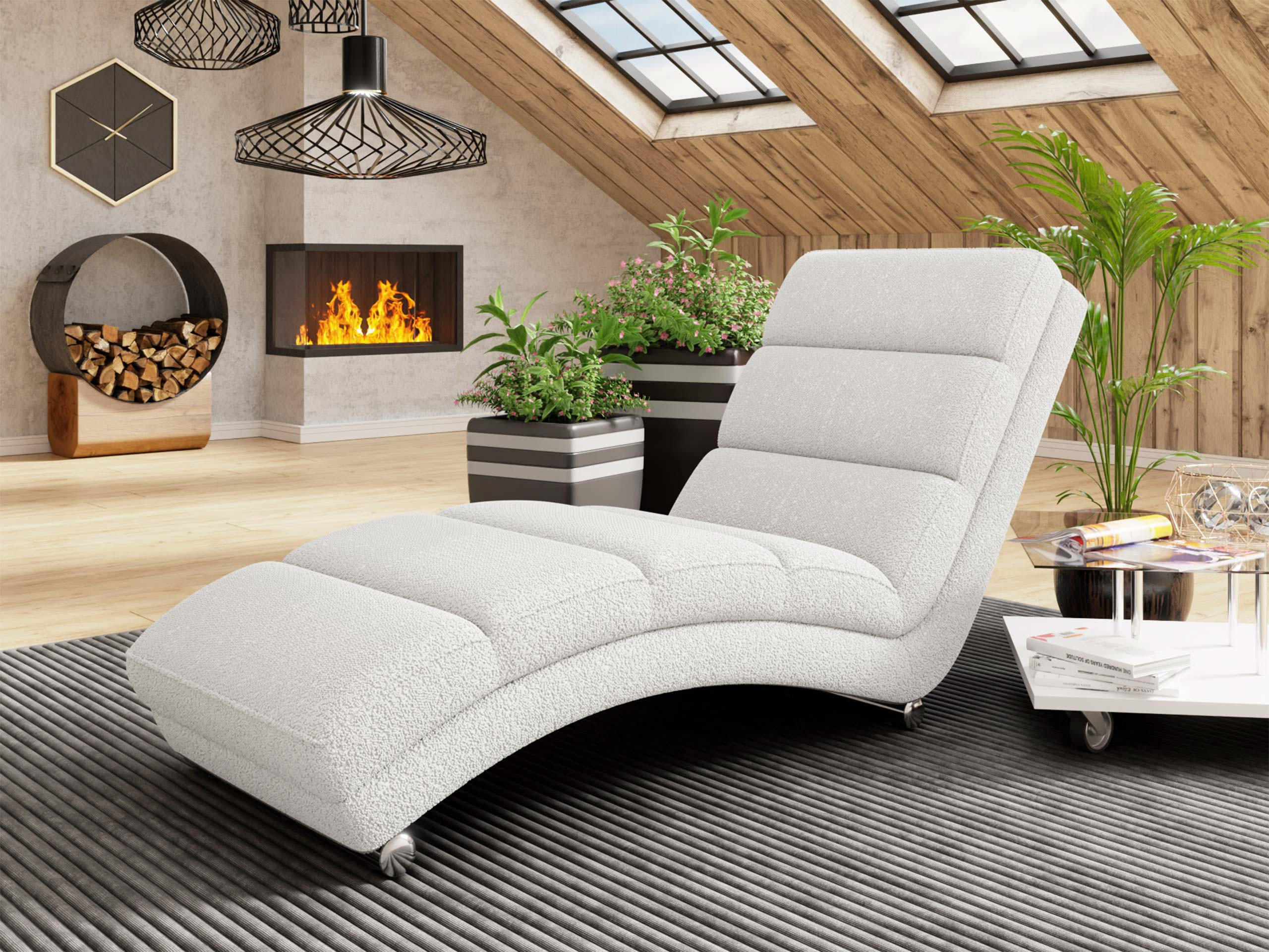 RELAXLIEGE Holiday Premium - Chromfarben/Weiß, Holz/Textil (62/84/180cm) - MIRJAN24