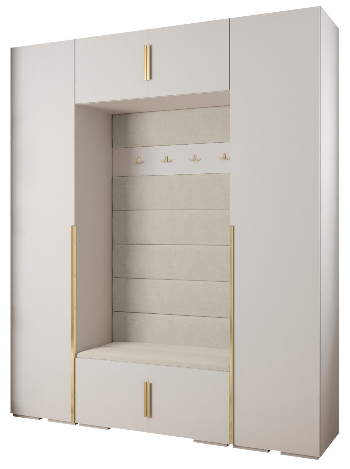 GARDEROBEN-SET 236,7/200/47 - Goldfarben/Weiß, Holz/Kunststoff (200/236.7/47cm) - Abiks Möbel