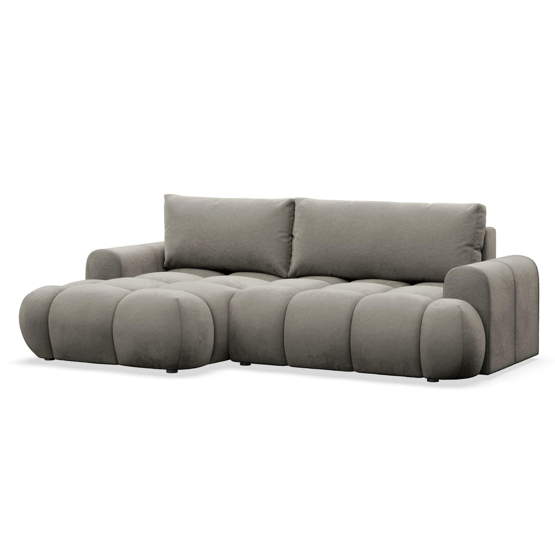 ECKSOFA Ombo Graubraun Velours 280 cm - Hellbraun/Schwarz, Kunststoff/Textil (284/167cm) - Selsey