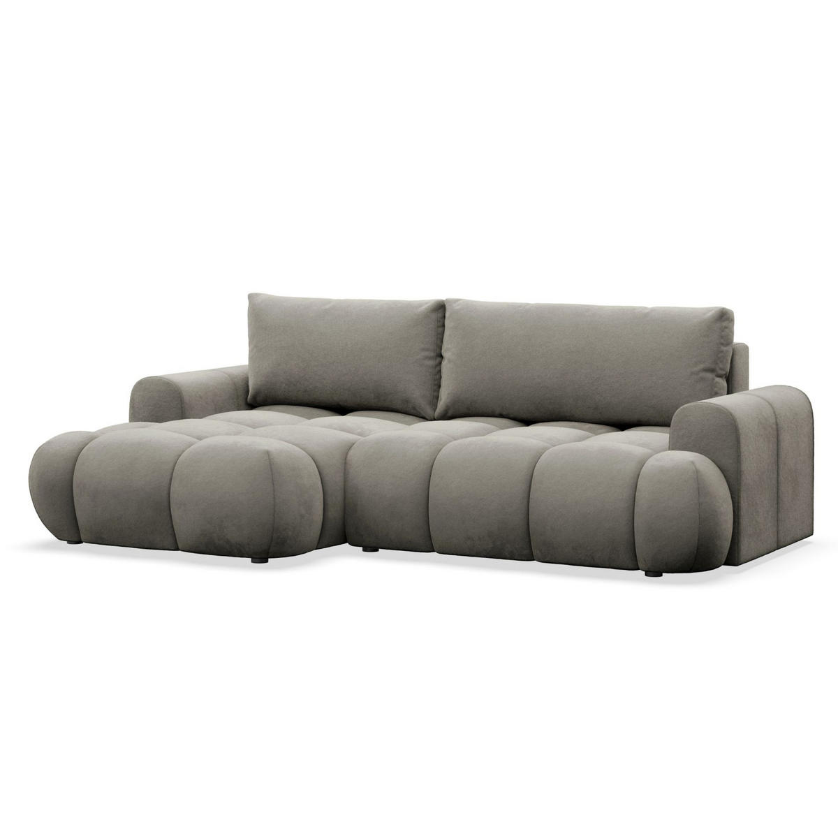 ECKSOFA Ombo Graubraun Velours 280 cm - Hellbraun/Schwarz, Kunststoff/Textil (284/167cm) - Selsey