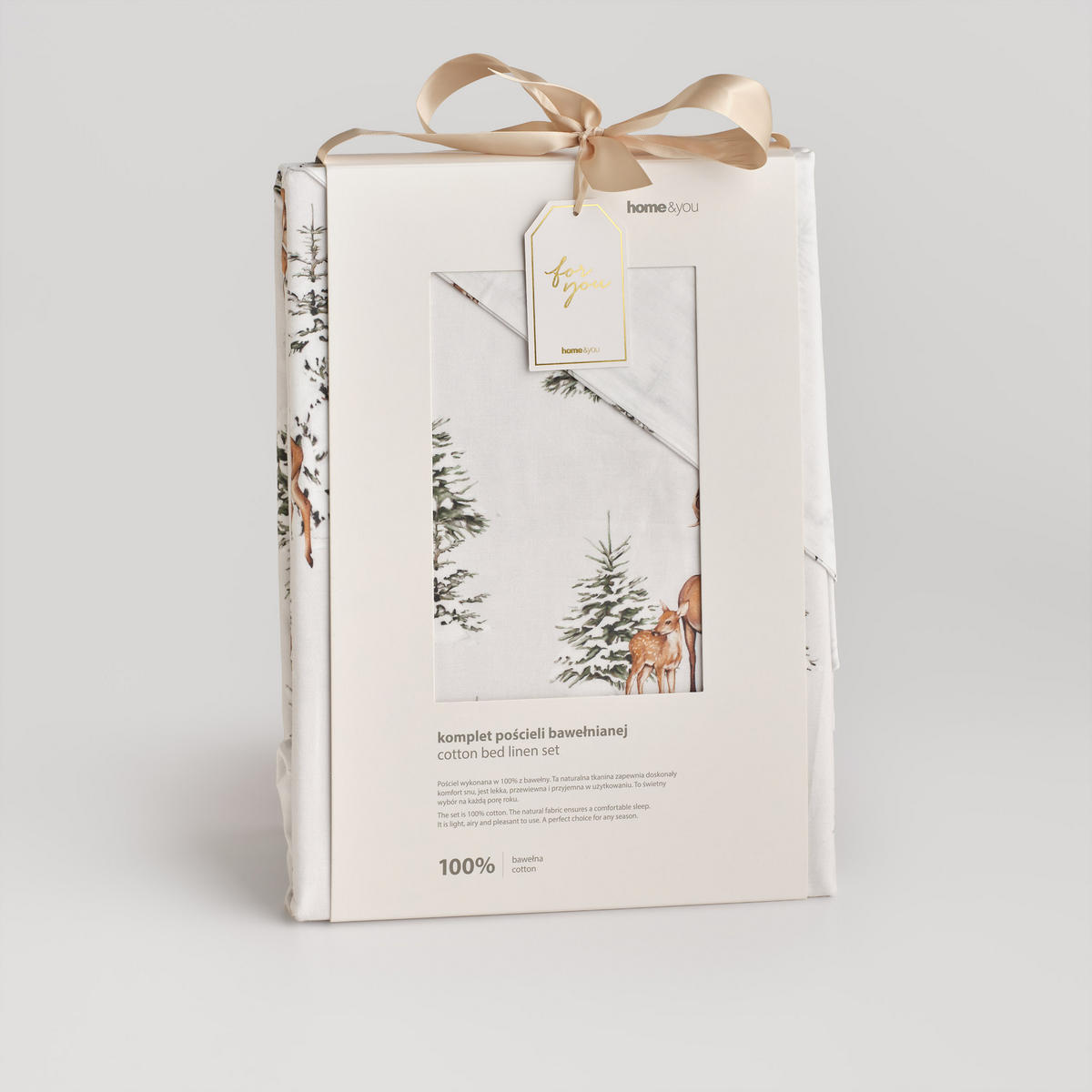 BETTWÄSCHE Baumwoll HIVROS, 160x200 cm, Hellbeige, Winter Weihnachten Bettbezug, Weihnachtsdeko, Christmas, Weihnachtsmotiv - Beige, Textil (160/200cm) - home&you
