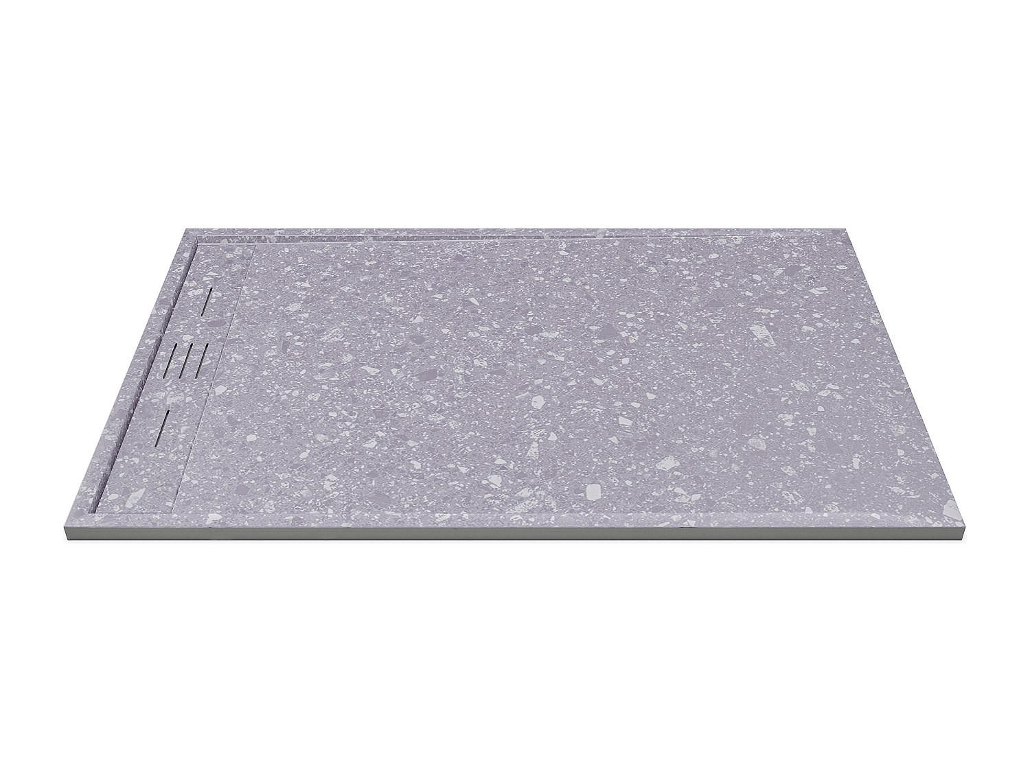 DUSCHWANNE - 140 cm x 90 cm - Harz - Grau, Weiß - LYROSA - Weiß/Grau, Kunststoff (90cm) - Vente-Unique