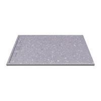 DUSCHWANNE - 140 cm x 90 cm - Harz - Grau, Weiß - LYROSA - Weiß/Grau, Kunststoff (90cm) - Vente-Unique