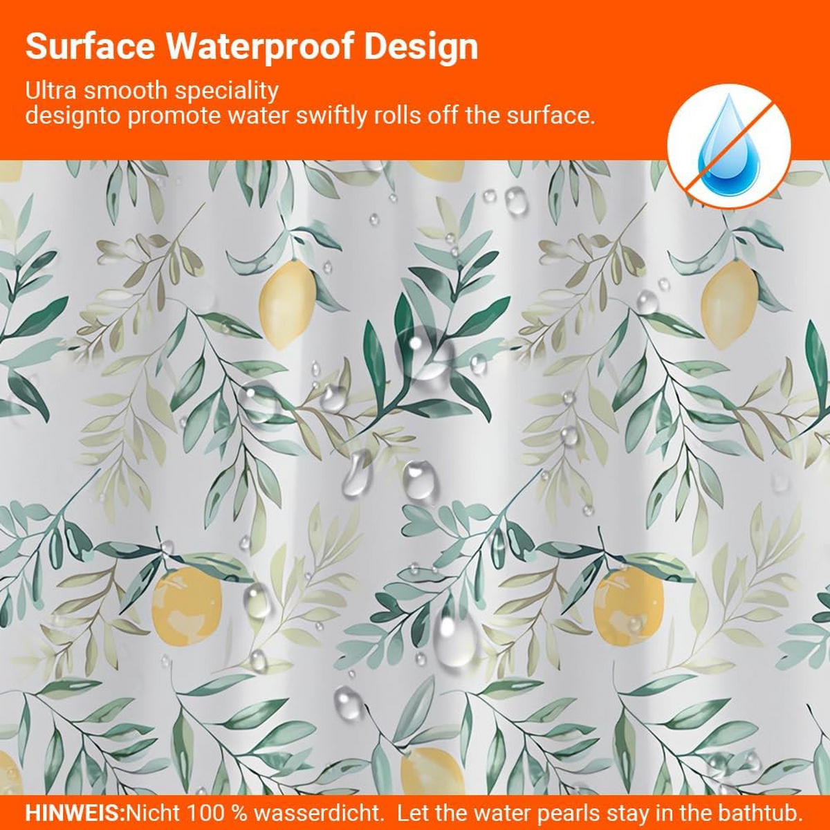 DUSCHVORHANG Polyester Zitronenbaum Blätter Muster - Multicolor, Textil (200/80cm) - MCBOSON