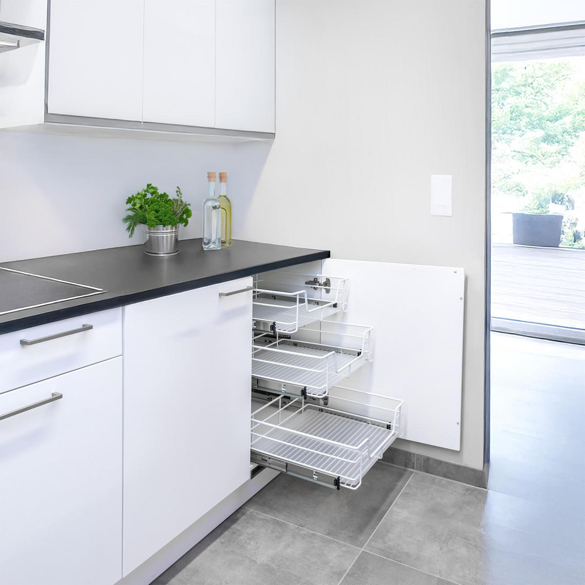 TELESKOPSCHUBLADE 60 cm, weiß, Metall - Weiß, Metall (57/14/44cm) - bremermann