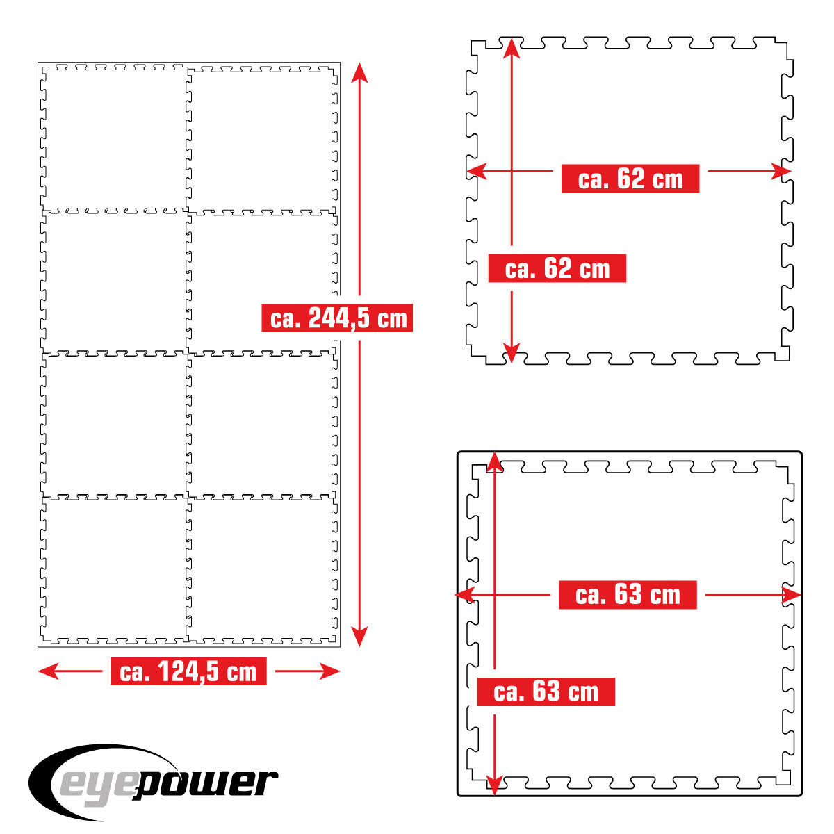 BODENSCHUTZMATTE 63x63x2 cm, Braun, 8er Set - Braun, Kunststoff (63/63cm) - eyepower