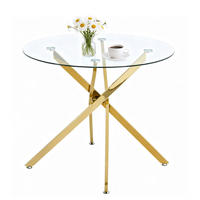 ESSTISCH rund 80/80/76 cm aus Glas und Metall in Gold - Goldfarben, Metall (80/80/76cm) - Flora Grace