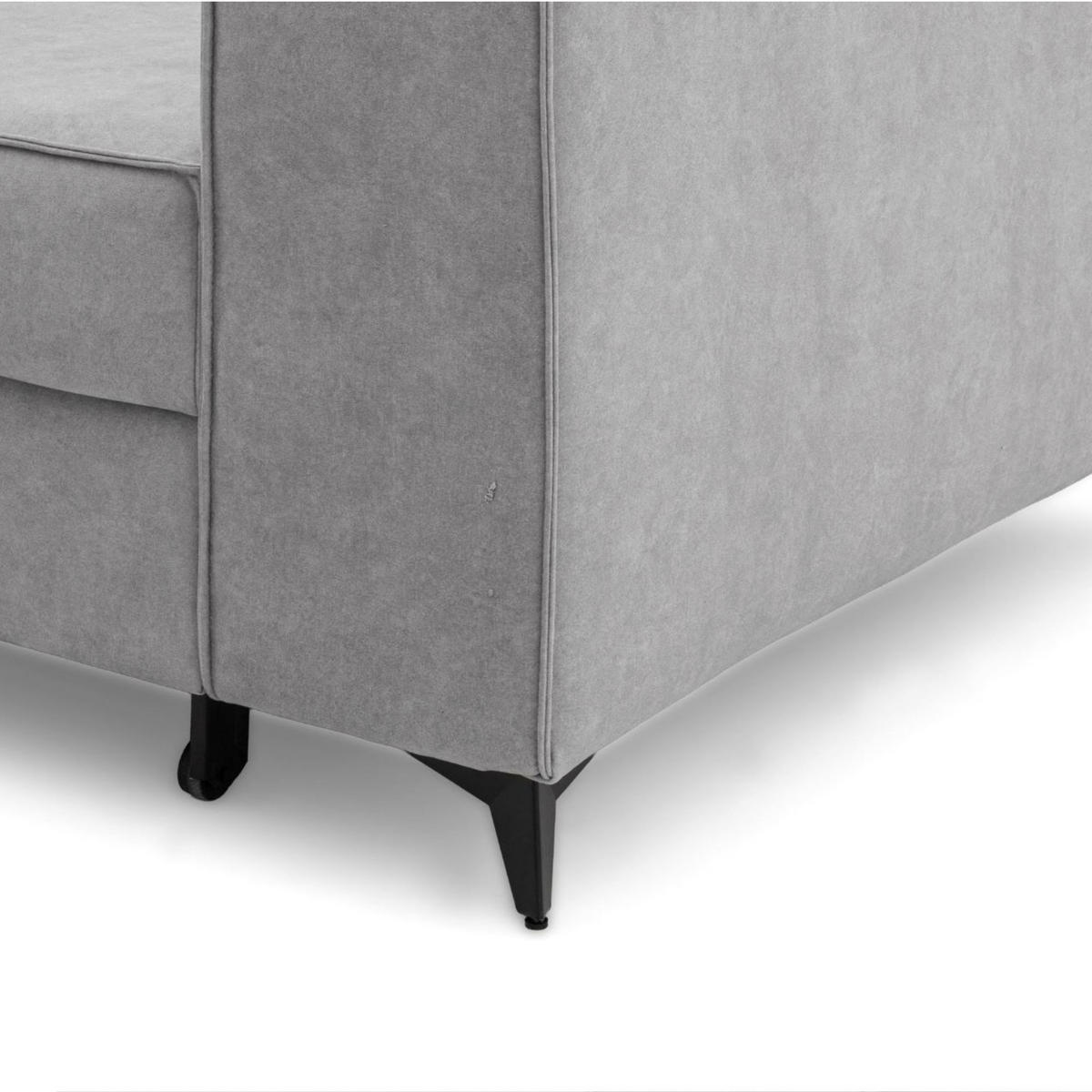 ECKSOFA PURE L Links mit Schlaffunktion 127x199 Velours Hellgrau - Hellgrau/Schwarz, Holz/Textil (281/204cm) - Muffo
