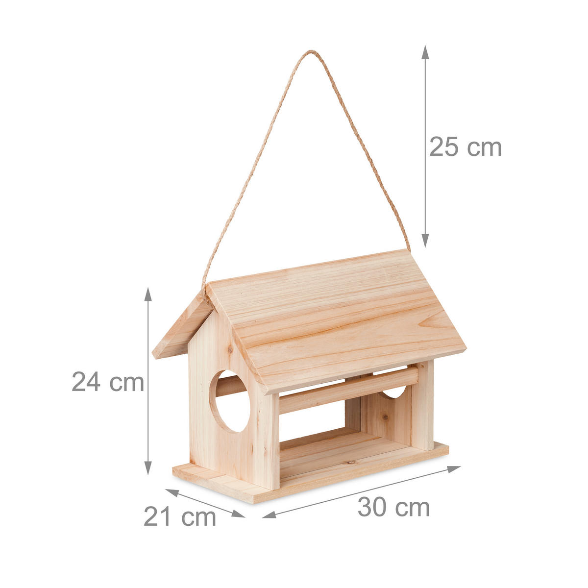 VOGELFUTTERHAUS - Hellbraun, Holz/Kunststoff (30/24/21cm) - Relaxdays