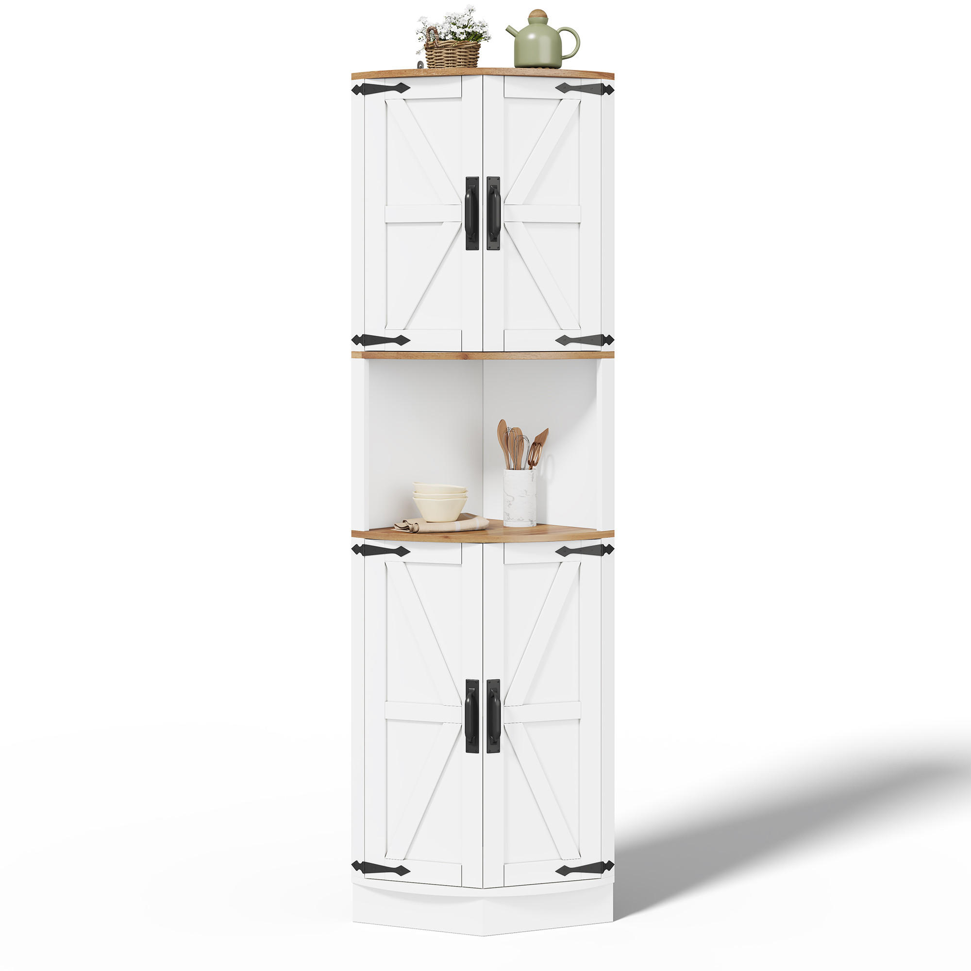 BUFFET Weiß 39.5/39.5/180 cm - Weiß, Holz (39.5/180/39.5cm) - PANGIVO