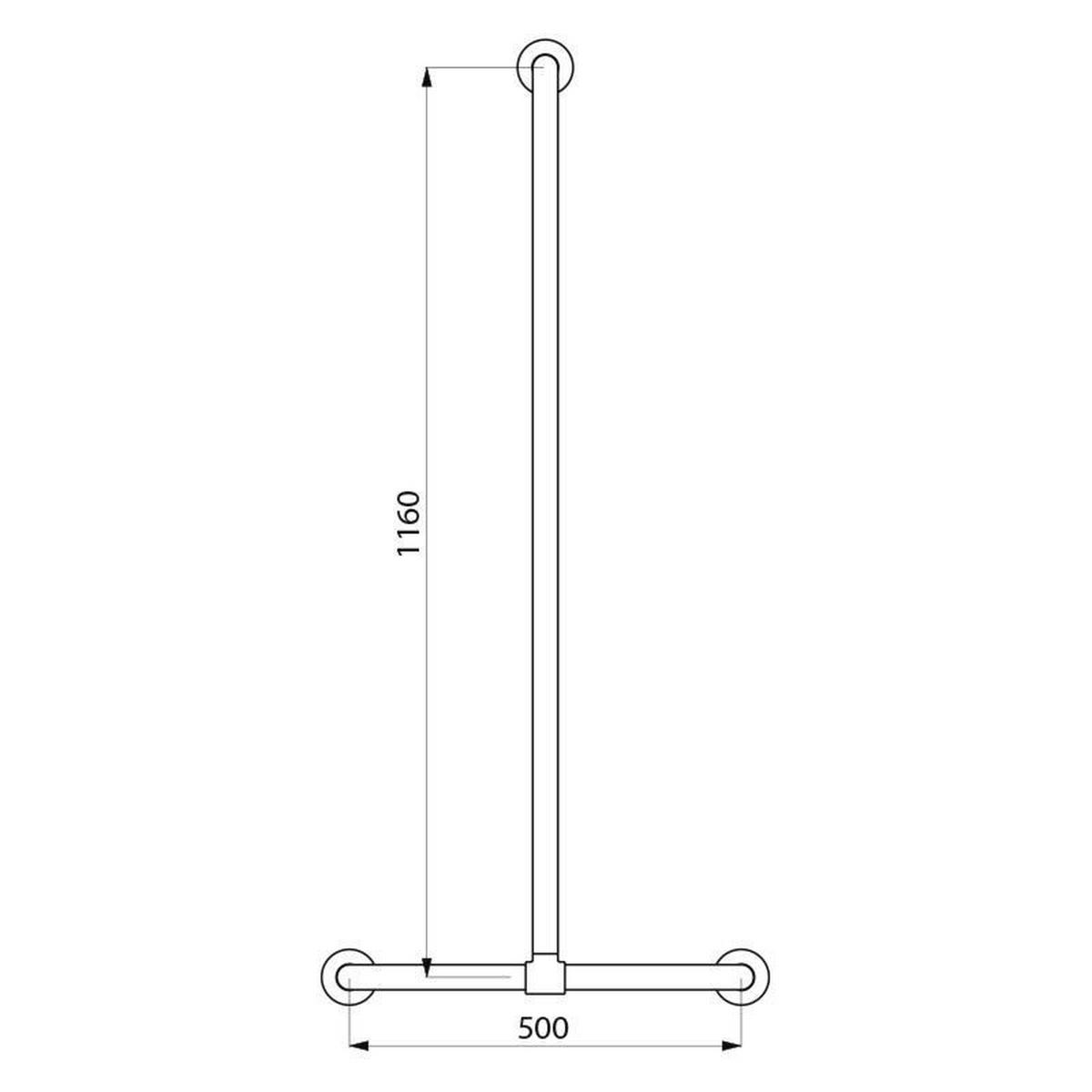 HANDLAUF T‑Form verschiebbar Ø32 1160x500 mm Edelstahl Seidenglanz - Chromfarben, Metall (11/11/116cm) - Delabie