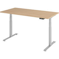 SCHREIBTISCH elektrisch 80/160/74 cm in Eichefarben/Silberfarben - Eichefarben/Silberfarben, Holzwerkstoff (80/160/74cm) - bümö