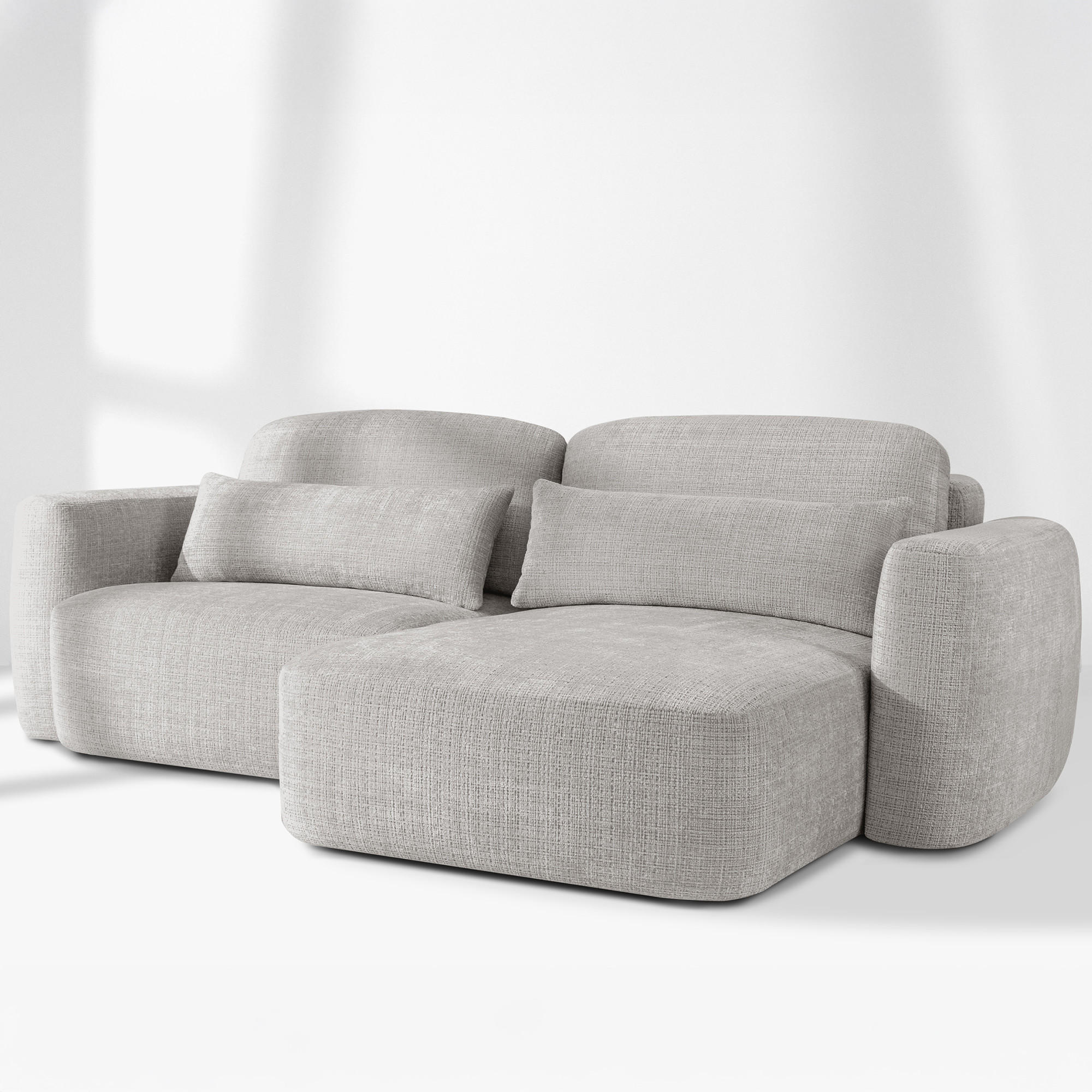SITZGARNITUR ELOSA - Hellgrau, Holz/Textil (245/85/165cm) - KONSIMO®