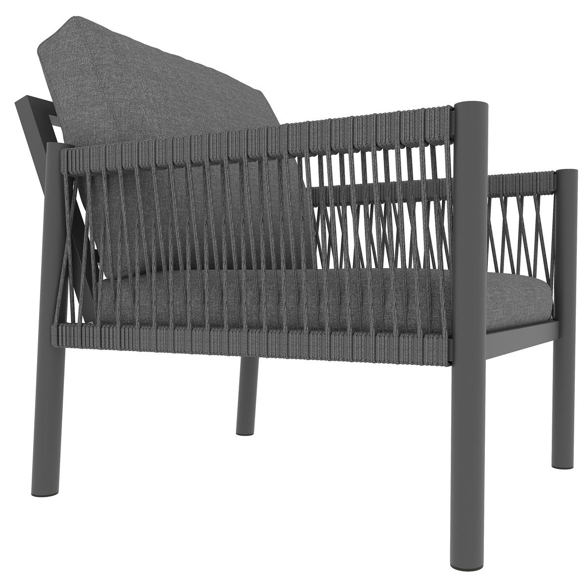 GARTENLOUNGE Grau 7-8 Personen L-Form Sofa Tisch 2 Sessel - Grau, Metall - FLIEKS