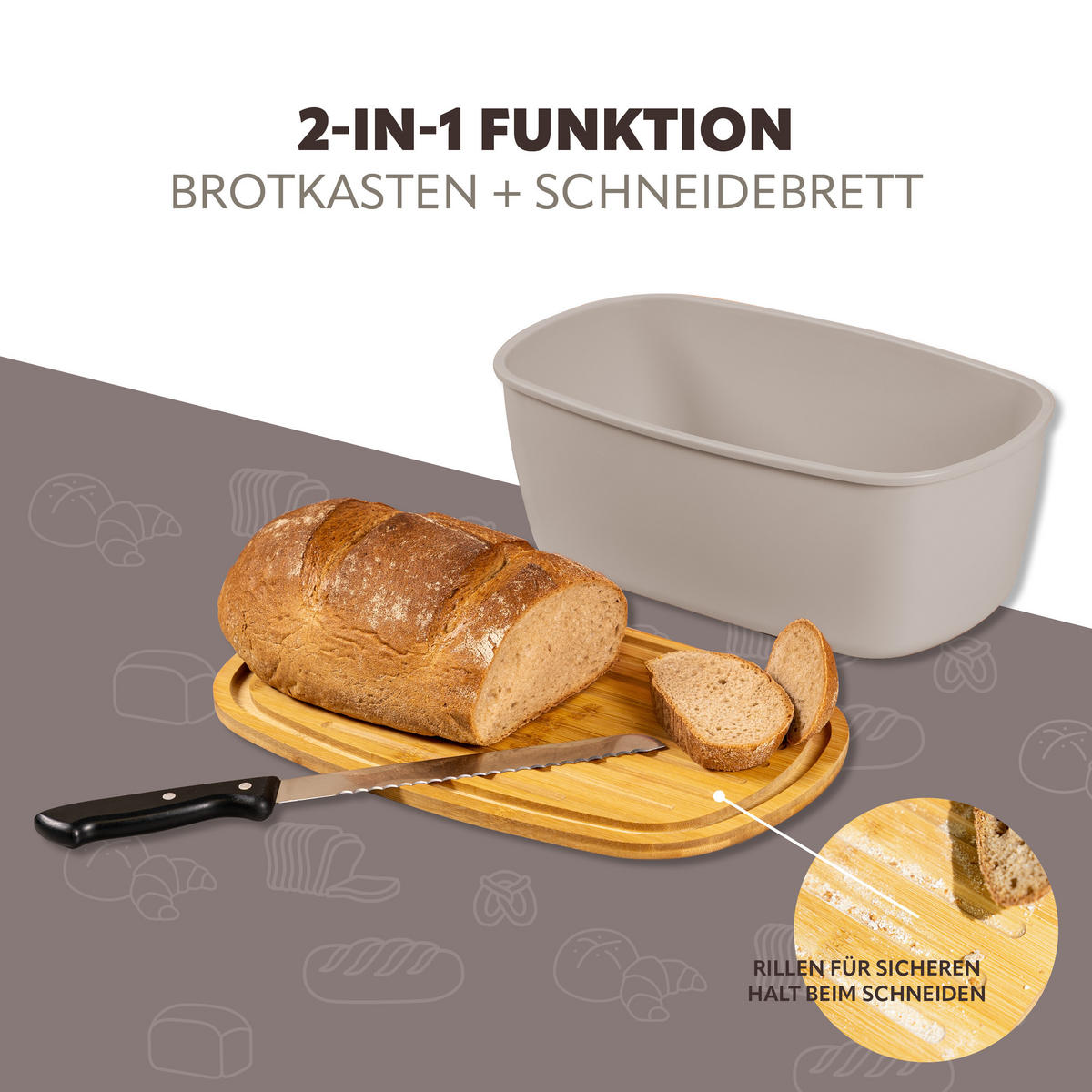 BROTKASTEN, grau - Grau, Kunststoff (22.5/13.5/37cm) - bremermann