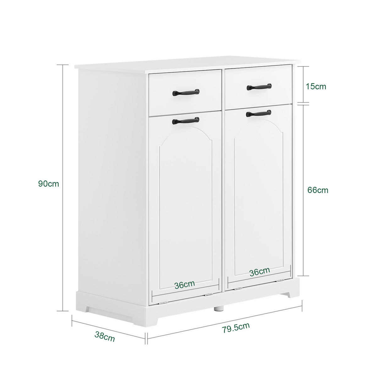 WÄSCHESCHRANK Weiß - Weiß, Holzwerkstoff (80/90/38cm) - SoBuy