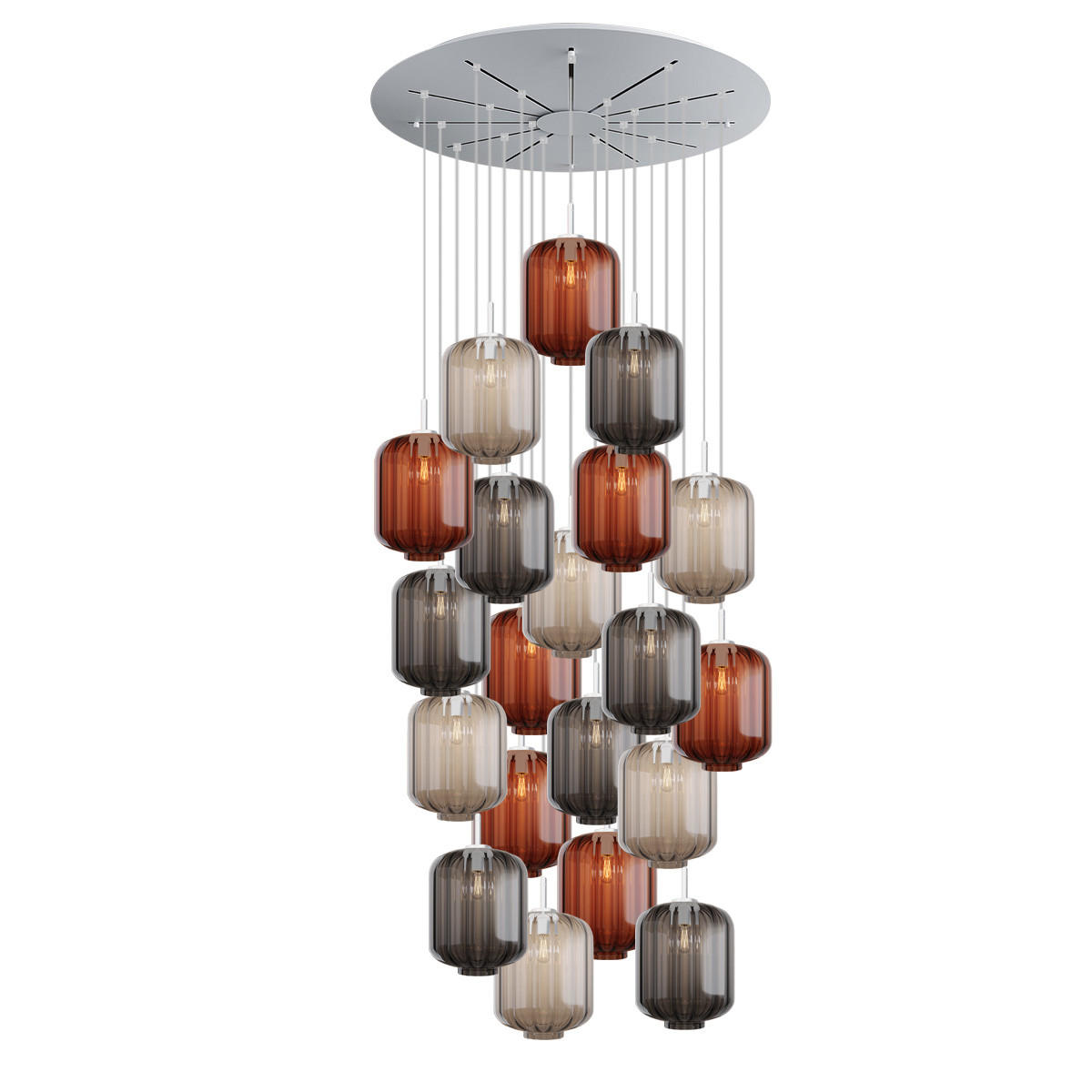 GALERIELEUCHTE Velo 20-flammig Mehrfarbig Ø 25 cm - Multicolor/Weiß, Glas (25/25/27cm) - s.luce