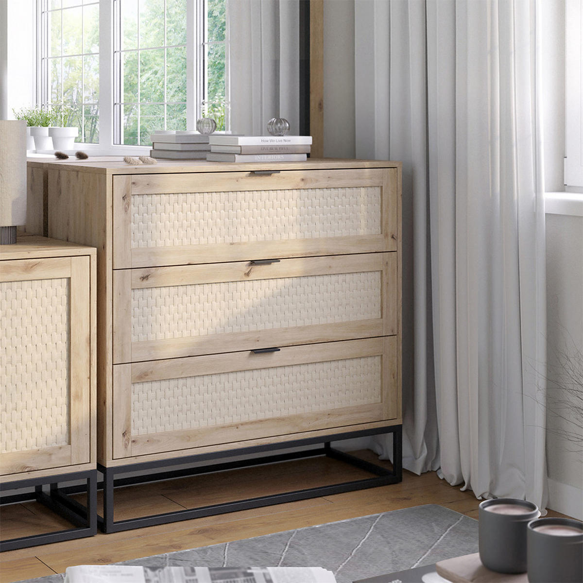 KOMMODE Natal Braun 140 x 92.5 cm mit 3x Schubladen - Braun, Holzwerkstoff (92/92.5/40cm) - Vicco