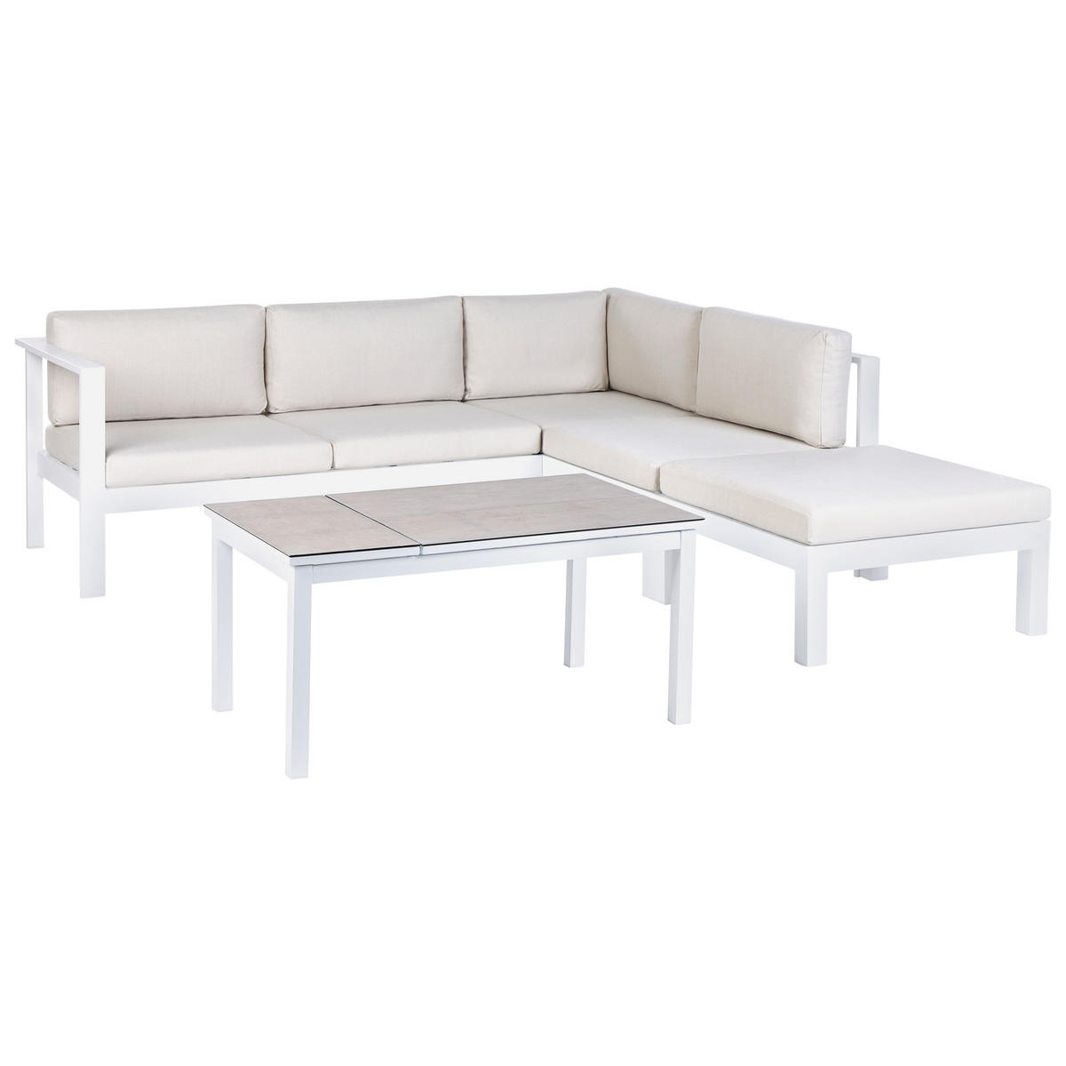 LOUNGE-SET 5-sitzer Aluminium Cremeweiß Messina - Weiß/Grau, Metall - Beliani