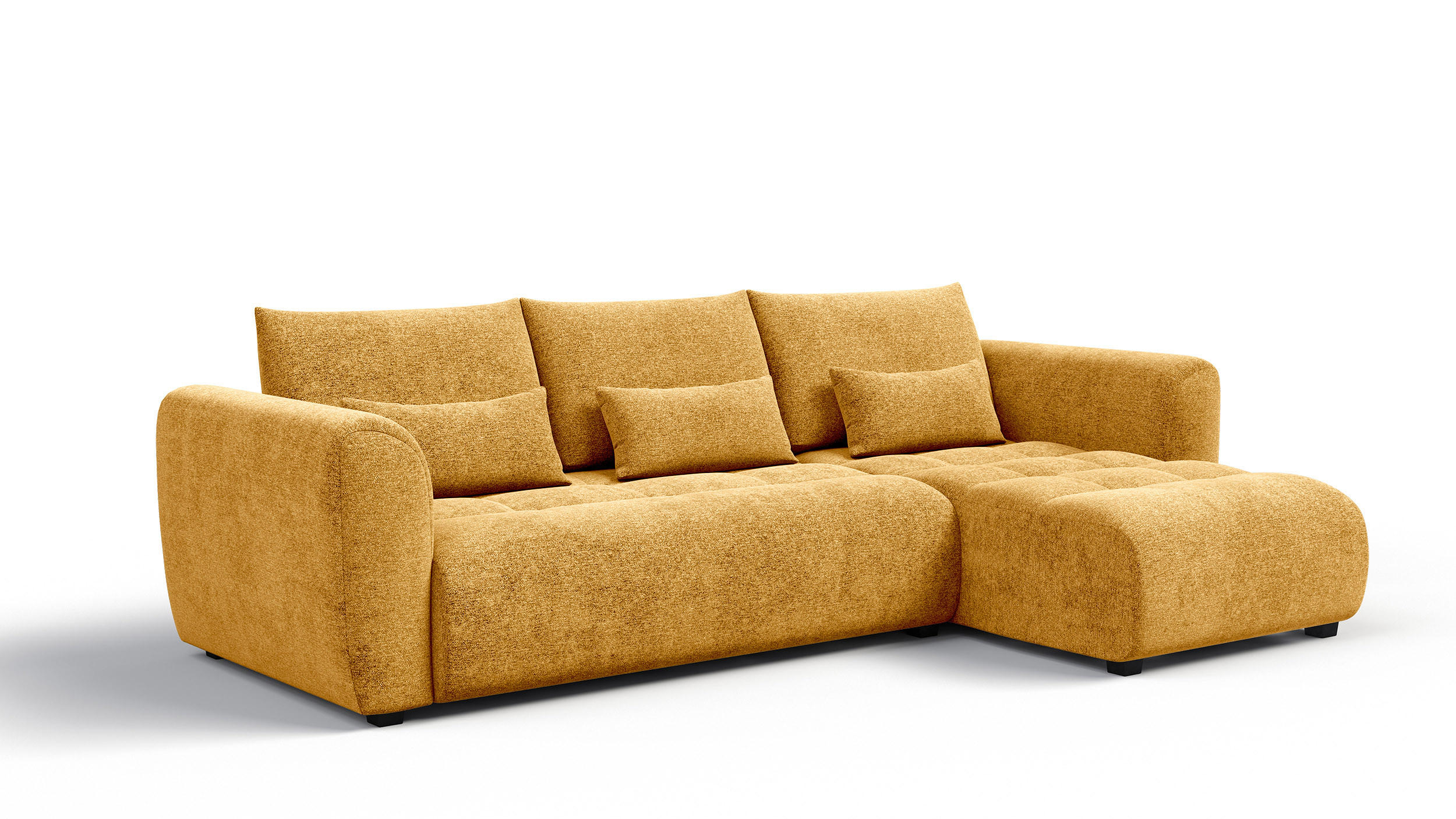 ECKSOFA SORENO 4-Sitzer, gelb - Gelb/Schwarz, Holz/Textil (293/171cm) - Courtois Laville