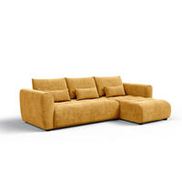 ECKSOFA SORENO 4-Sitzer, gelb - Gelb/Schwarz, Holz/Textil (293/171cm) - Courtois Laville