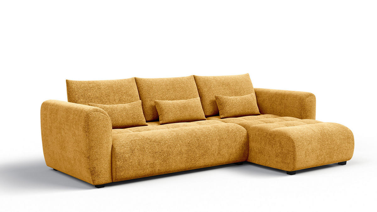ECKSOFA SORENO 4-Sitzer, gelb - Gelb/Schwarz, Holz/Textil (293/171cm) - Courtois Laville