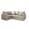 ECKSOFA LIRENO L-S Beige Plüsch-Stoff mit Schlaffunktion - Beige, Holz (220/153cm) - MASSENO