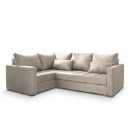ECKSOFA LIRENO L-S Beige Plüsch-Stoff mit Schlaffunktion - Beige, Holz (220/153cm) - MASSENO