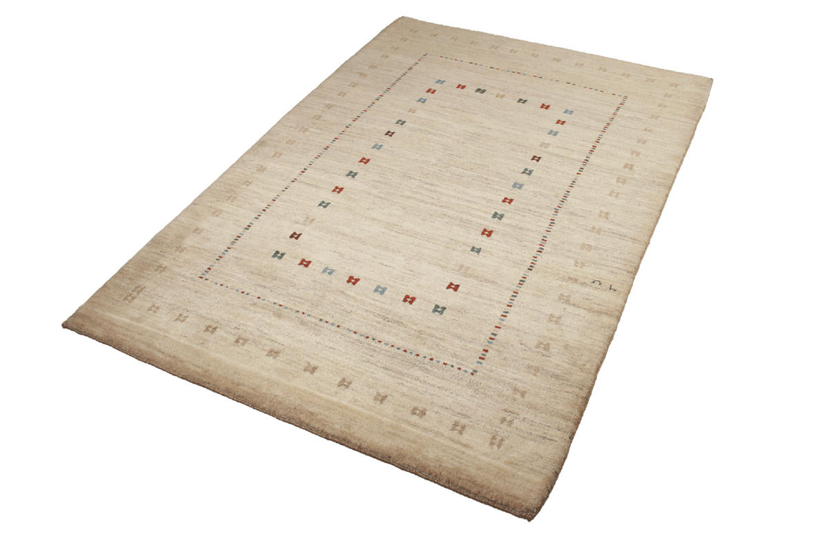 GABBEH-TEPPICH handgeknüpft Rizbaf Beige 181/125 cm Schurwolle - Beige, Textil (125/181cm) - Looma