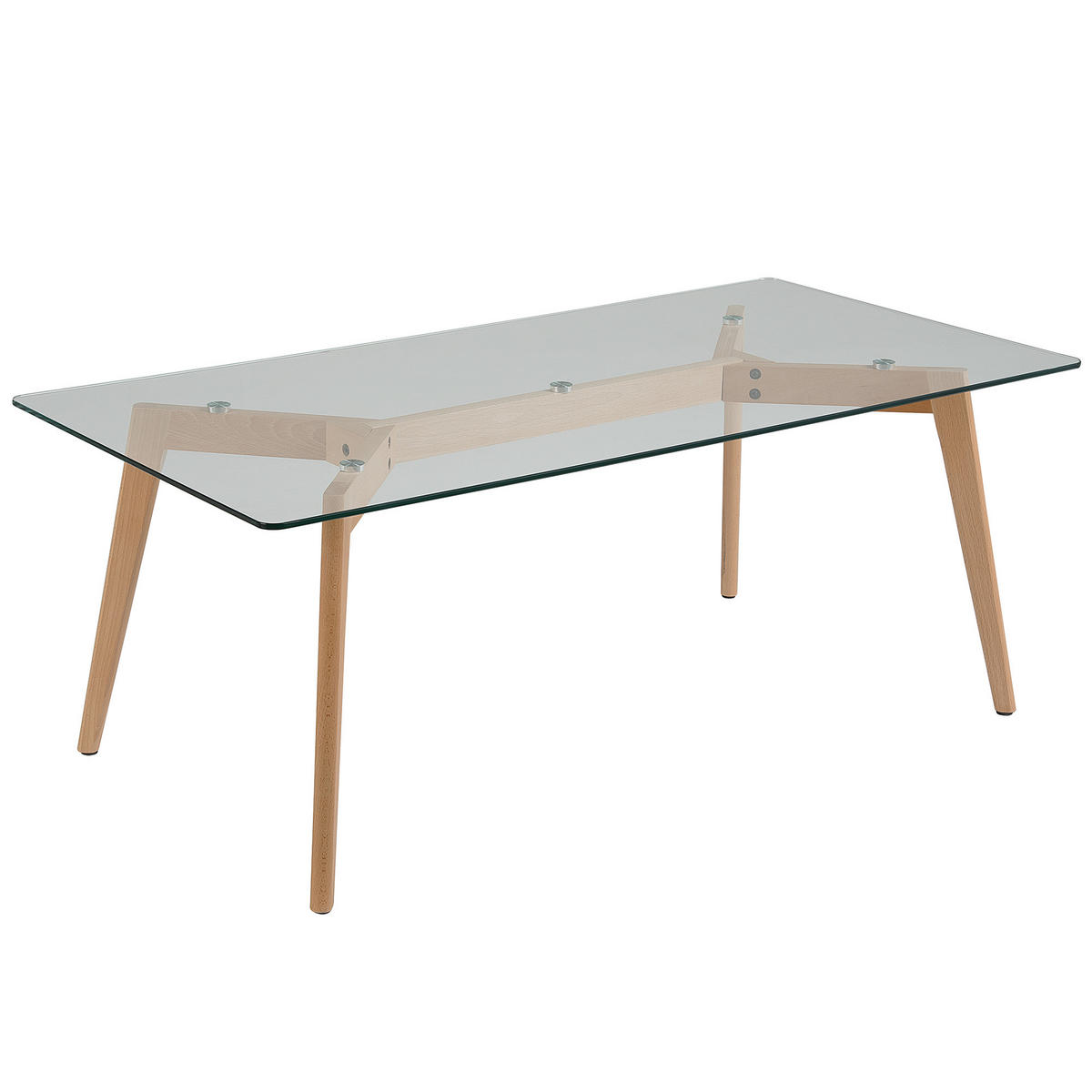 COUCHTISCH rechteckig Glas 60/120 cm Hudson - Hellbraun/Transparent, Glas (60/120/46cm) - Beliani