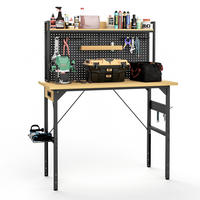 WERKBANK höhenverstellbar 120 x 60 cm Holzwerkstoff Schwarz/Natural - Schwarz, Holz (120/60/155.5cm) - Meubliv
