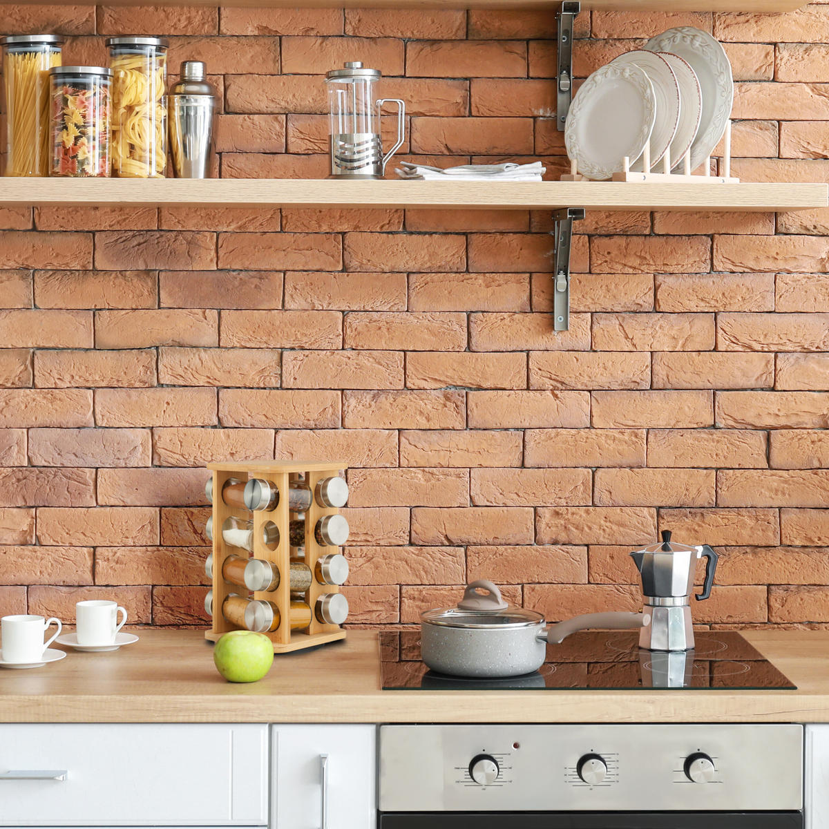 GEWÜRZKARUSSELL - Transparent/Multicolor, Glas/Holz (17/27/17cm) - Relaxdays