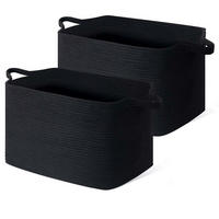 WÄSCHEKORB 2-teiliges Set Baumwolle Schwarz 63 L - Schwarz, Textil (38/30/55cm)