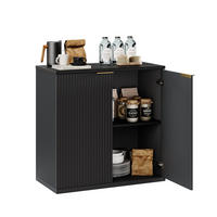 SIDEBOARD 80/40/80 cm schwarz aus MDF mit Faltenfront und Stauraum - Schwarz, Holzwerkstoff (80/80/40cm) - OKWISH