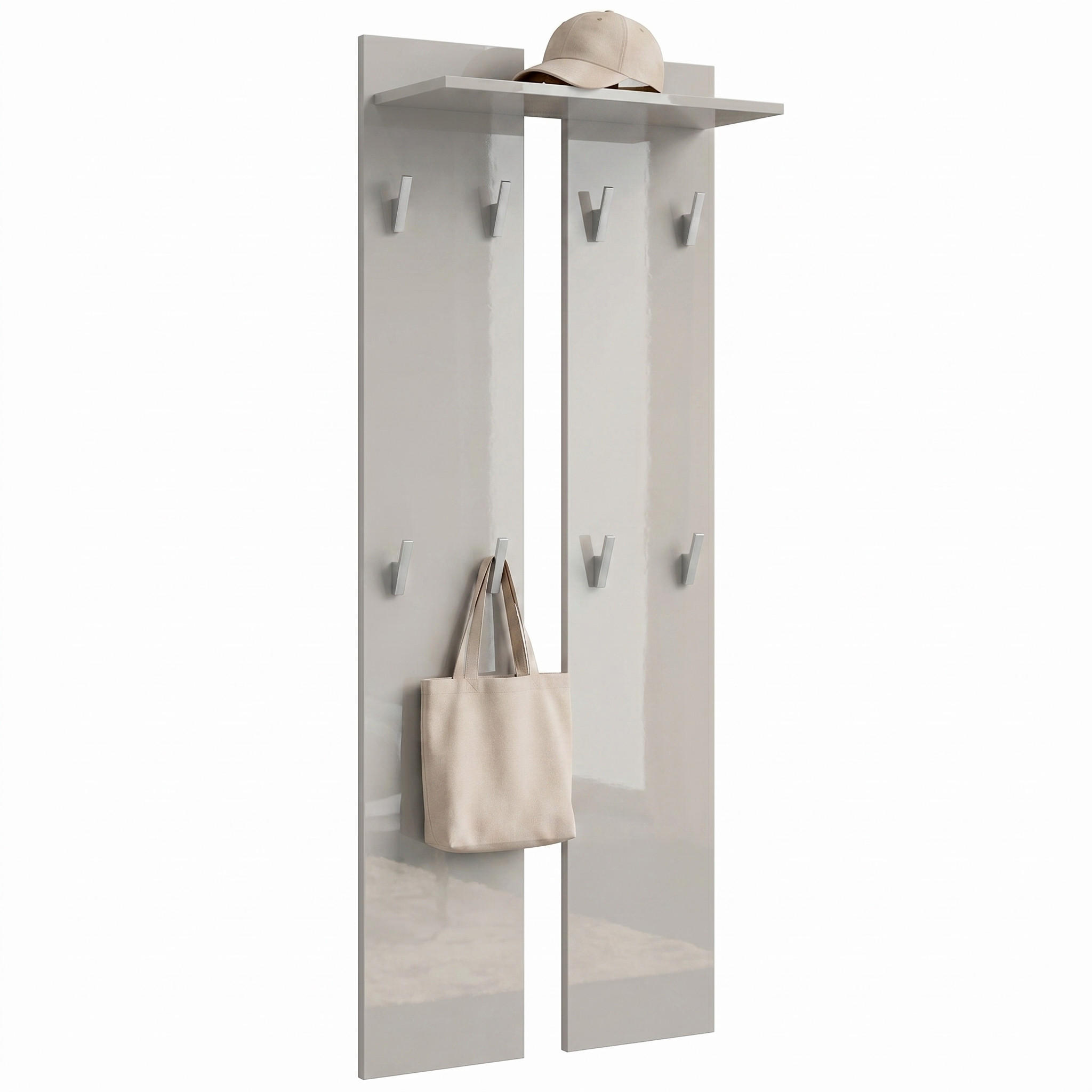 GARDEROBENPANEEL Wandpaneel Sandgrau Hochglanz - Sandfarben, Holzwerkstoff (57/170/20cm) - Vladon