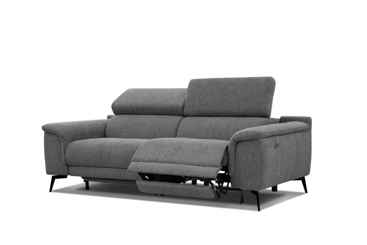 RELAXSOFA FIERO 3-Sitzer mit 2 Relaxfunktionen, dunkelgrau - Dunkelgrau/Schwarz, Holzwerkstoff/Textil (212/82/103cm) - Courtois Laville