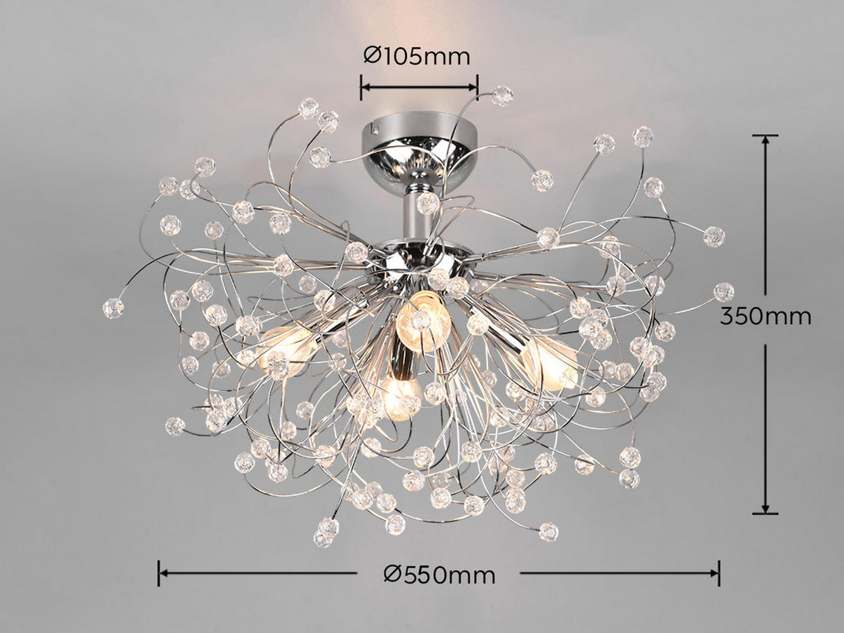 LED-DECKENLAMPE Silber Ø55cm, Gold Kristall - Chromfarben/Transparent, Kunststoff/Metall (55/55/35cm) - meineWunschleuchte