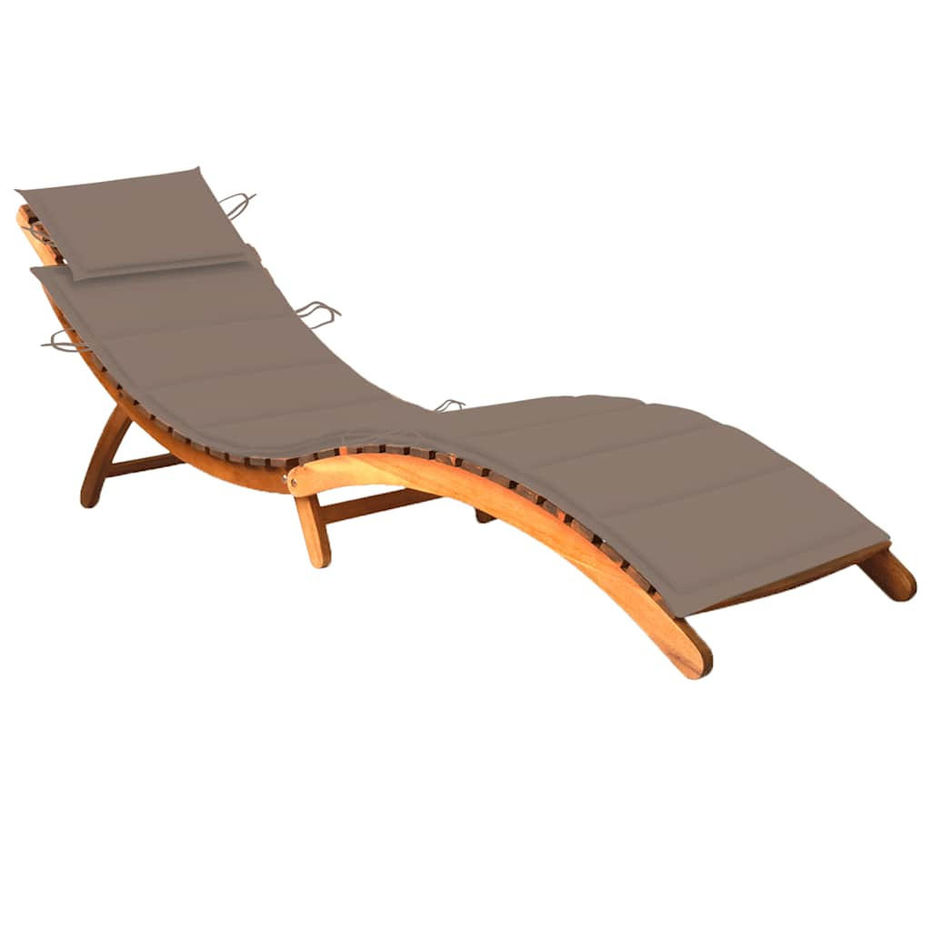 SONNENLIEGE mit Auflage Akazie Massivholz - Taupe, Holz (55/64/184cm) - furnicato