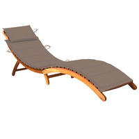SONNENLIEGE mit Auflage Akazie Massivholz - Taupe, Holz (55/64/184cm) - furnicato