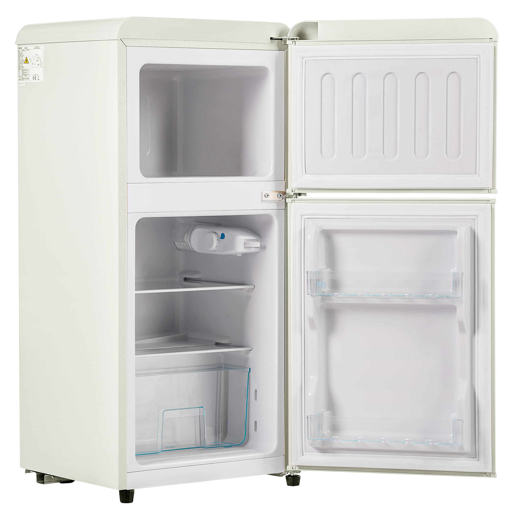KUHLSCHRANK 45.5/42/88.8 cm Cremeweiß 60L mit LED-Licht, Energieklasse E - Weiß, Metall (45.5/88.8/42cm) - Oxeza