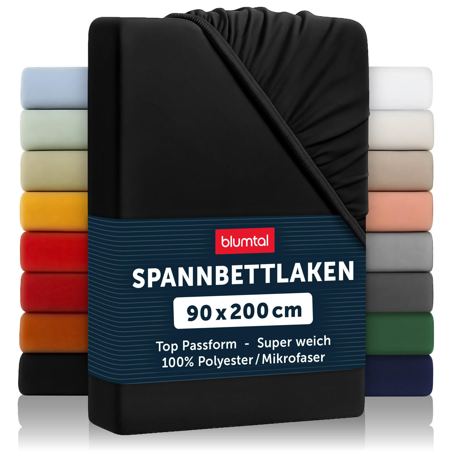 SPANNBETTLAKEN 2er-Set 90/200/30 cm Schwarz - Schwarz, Textil (90/200cm) - Blumtal