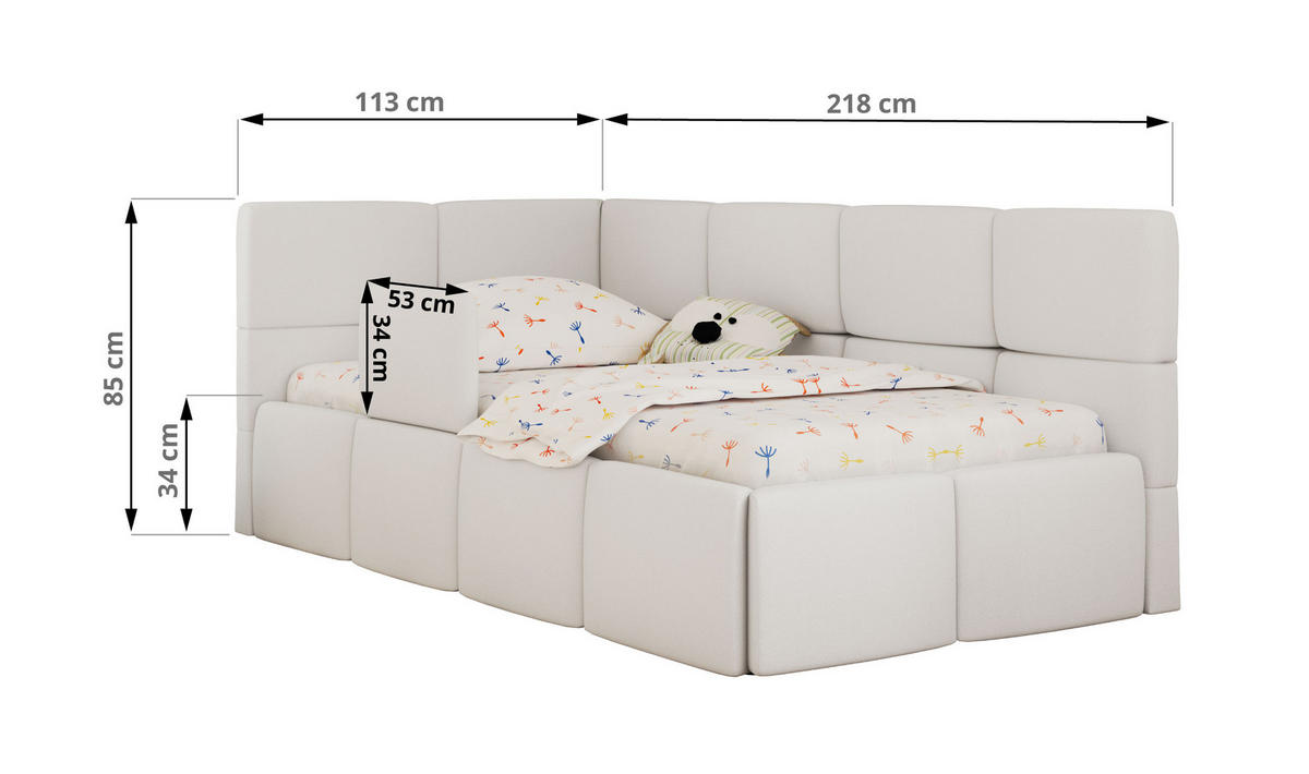DĚTSKÁ POSTEL ARVO ALTA 90/200 - Bílý Ekokůže - Pravá - bílá, textil (90/200cm) - MKS